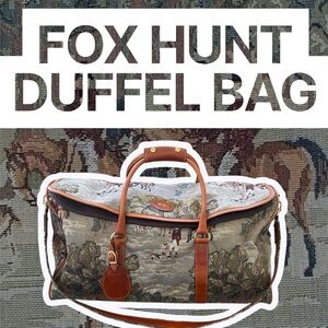 Vintage Dinoffer Fox Hunt Equestrian Luggage Duffel Travel Bag - Gorgeous